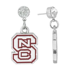 NC State University Wolfpack EARRINGS Rhinestone Stud Silver Plated dangle NCAA